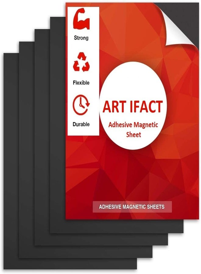 ART IFACT 6 Pcs of 4x6 inches with 0.5mm thick Self Adhesive Magnetic Sheet Black | Peel Paste and Place to Make Your Craft & Photos a Magnet |DIY Crafts|Not for Heavy object (6, 0.5mm X 4X6 inch) - Image 1